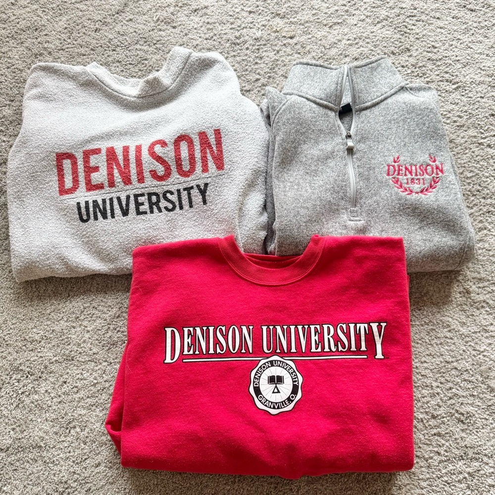Denison University College Granville OH Big Red sweatshirt sweater bundle